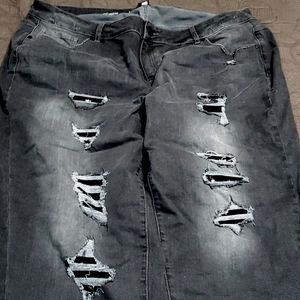 Lane Bryant Black washed girlfriend jeans